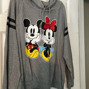 Disney Gray Hoodie with Mickey & Minnie Design